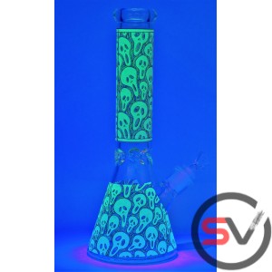 THE SCREAM FLASK STYLE GLASS WATER PIPE 14inch (GLOW IN DARK)